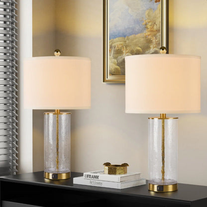 Modern Glam Glass and Metal Table Lamp Set