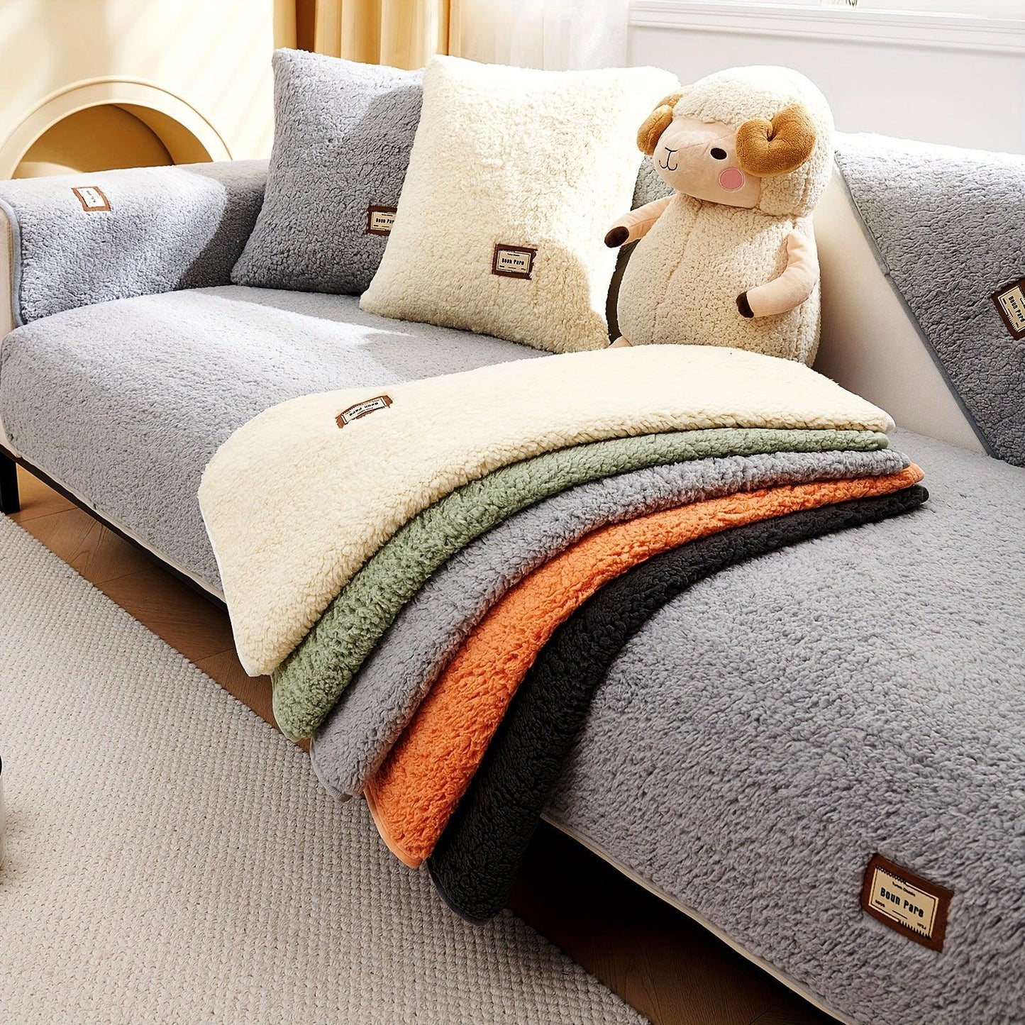 High-Quality Plush Sherpa Sofa Cover
