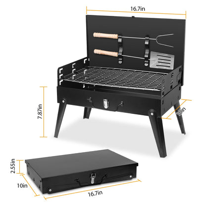 Portable Charcoal Grill Foldable BBQ Suitcase Grill