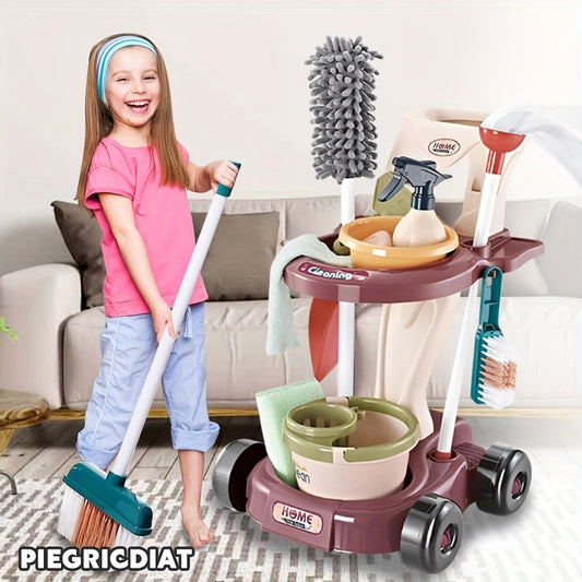 Kids Pretend Cleaning Toy Set – Broom, Mop, Dustpan