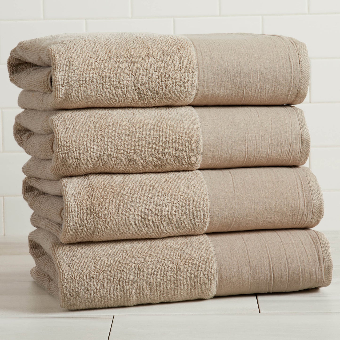 Cotton Linen-Like Border 6-Piece Towel Set