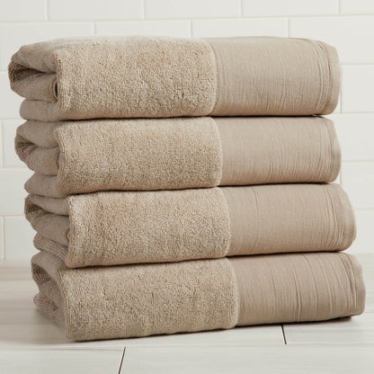Cotton Linen-Like Border 6-Piece Towel Set