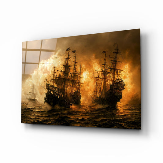 Red Storm Glass Wall Art
