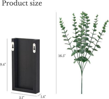 2 Pack Wood Wall Planter Vase with Artificial Eucalyptus