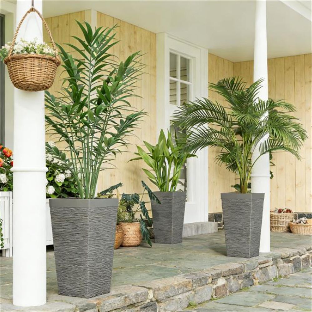 A set of 3 outdoor flower pots, conical flower pots