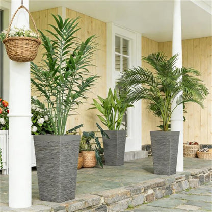 A set of 3 outdoor flower pots, conical flower pots