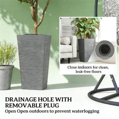 A set of 3 outdoor flower pots, conical flower pots