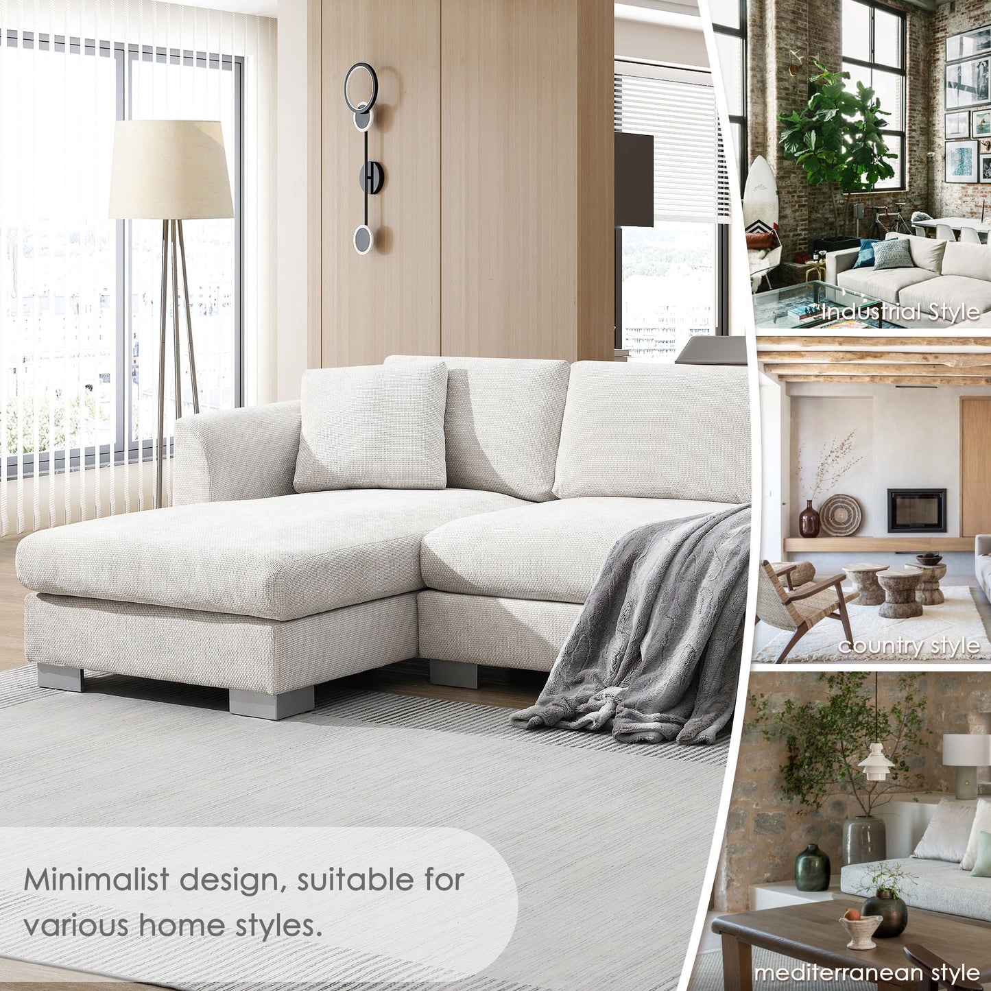 Modern Cloud Sectional Sofa L Shaped Luxury Couch Set