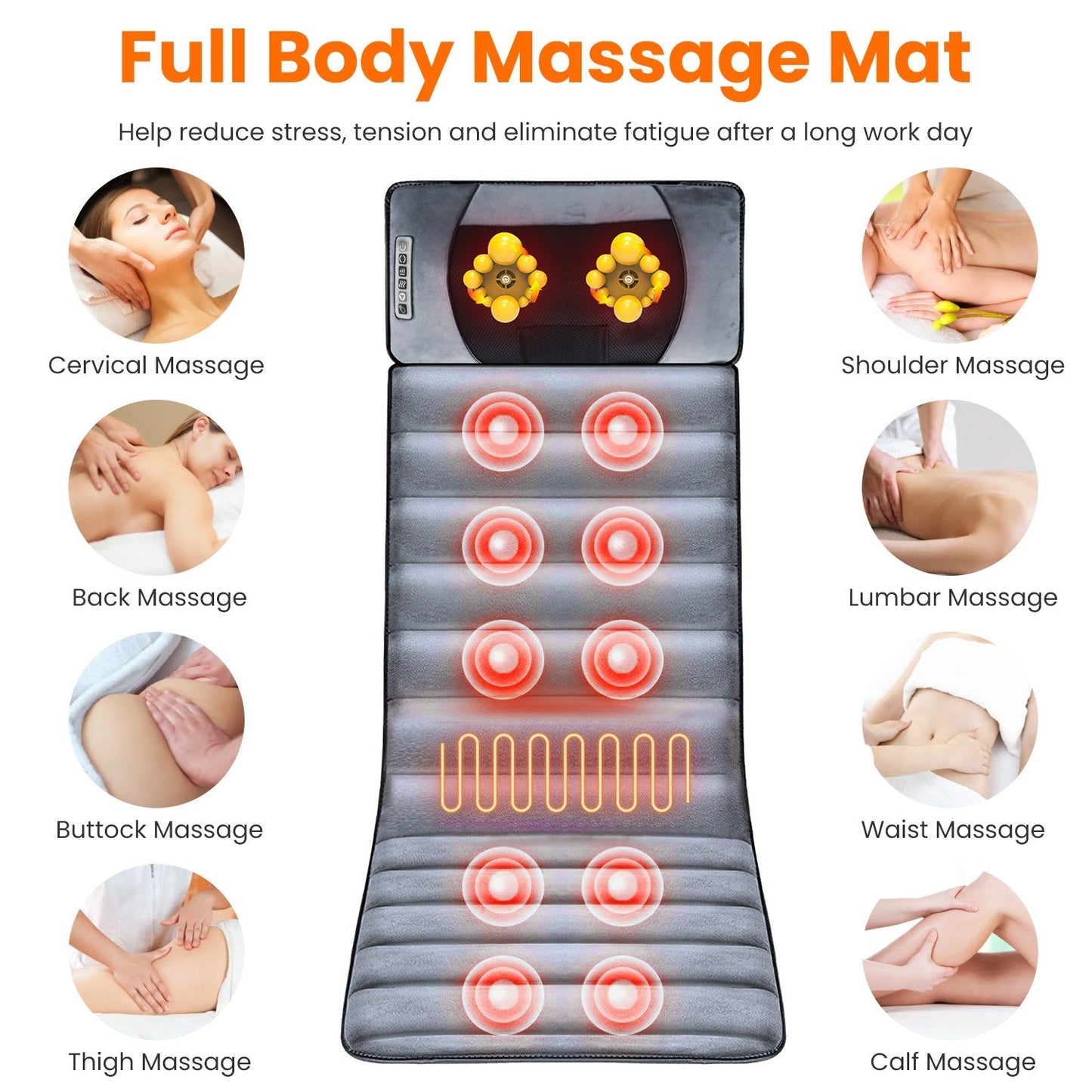 Full Body Electric Massage Mat with Heat Vibration Massage Pad