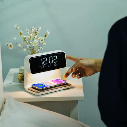 Bedside Lamp Wireless Charging LCD Screen Alarm Clock