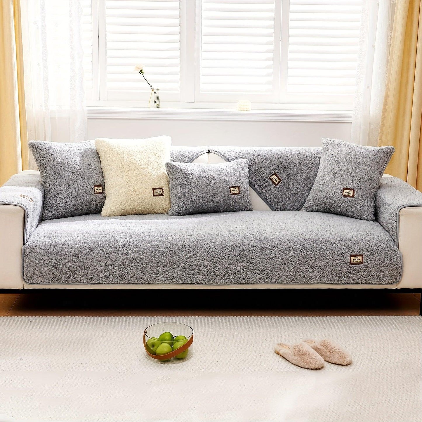 High-Quality Plush Sherpa Sofa Cover