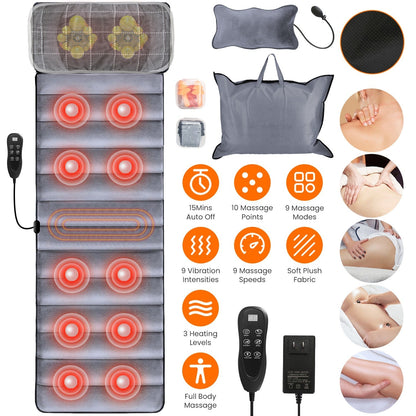 Full Body Electric Massage Mat with Heat Vibration Massage Pad
