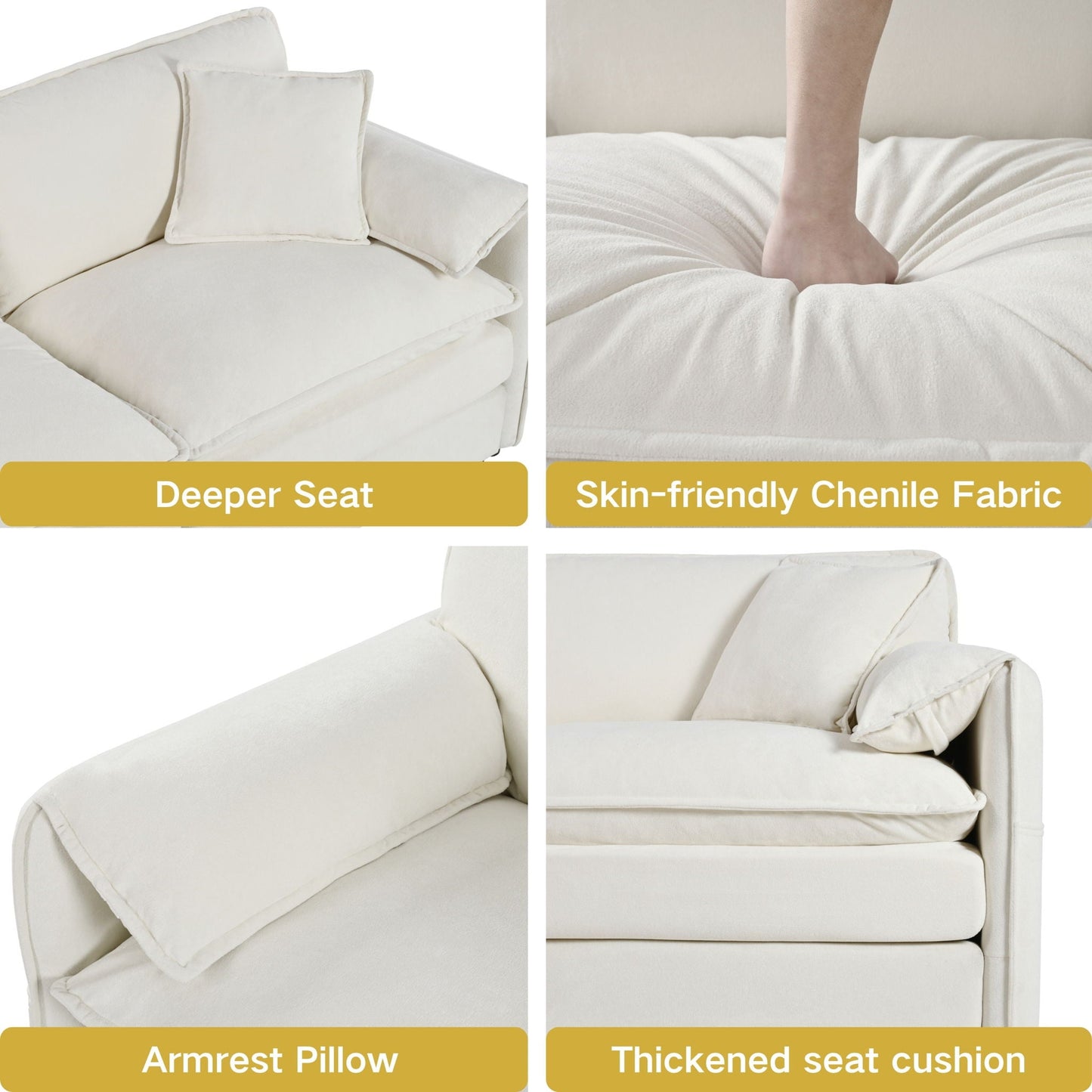 Deep Seat Modular Sectional Sofa Cloud Couch With Ottoman