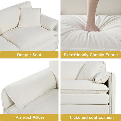 Deep Seat Modular Sectional Sofa Cloud Couch With Ottoman