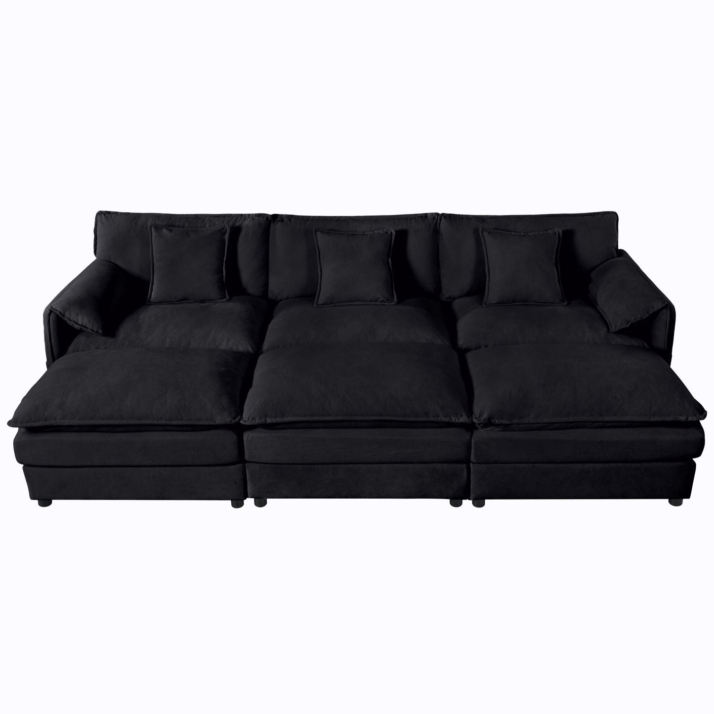 Deep Seat Modular Sectional Sofa Cloud Couch With Ottoman