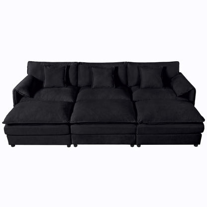 Deep Seat Modular Sectional Sofa Cloud Couch With Ottoman