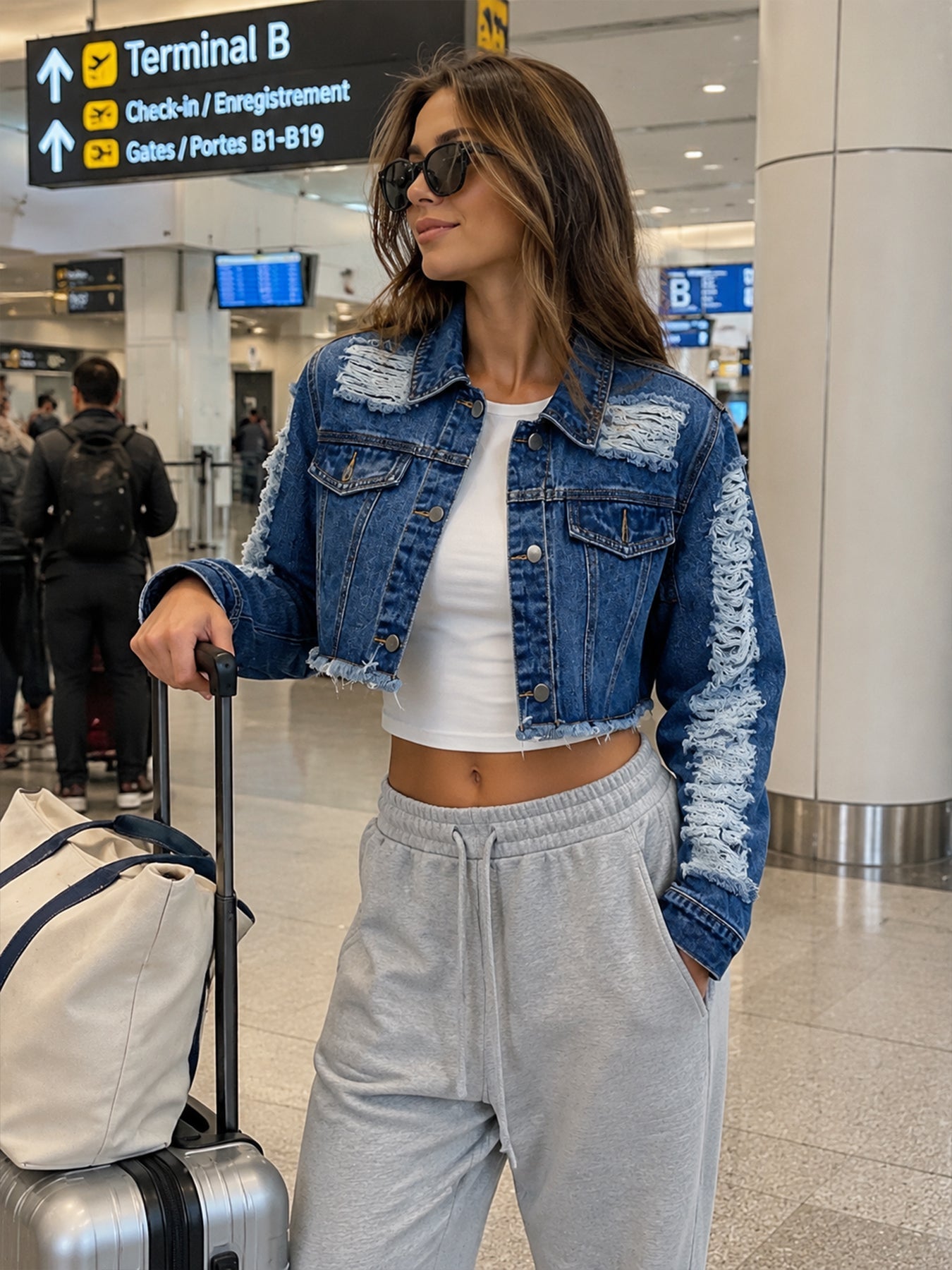 Women's Vintage Distressed Denim Jacket