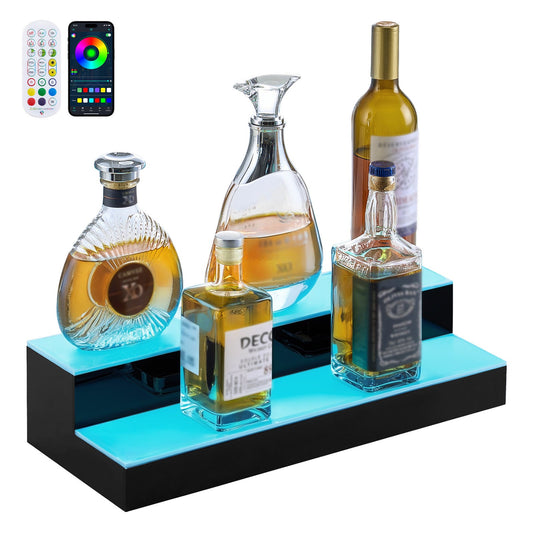 LED Lighted Liquor Bottle Display, 2 Tiers 20 Inches
