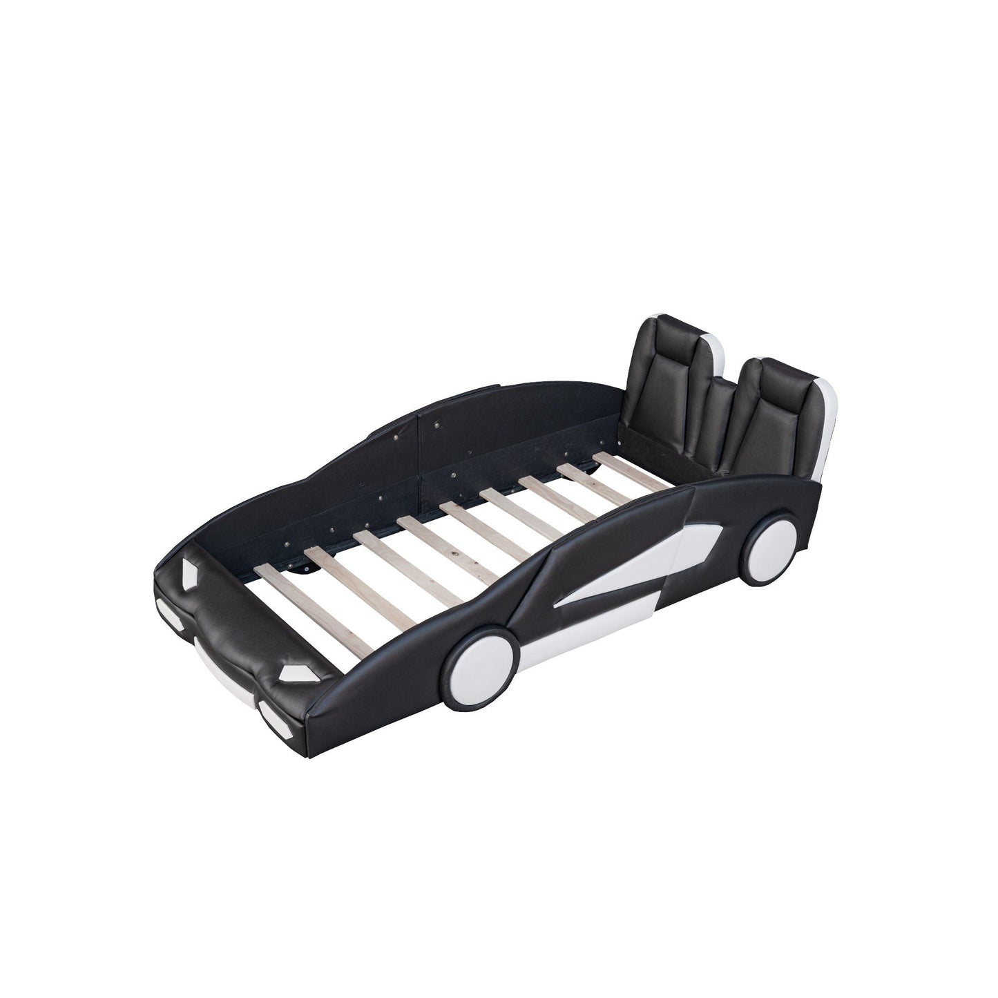 Race Car Shaped Twin Platform Bed With Wheels