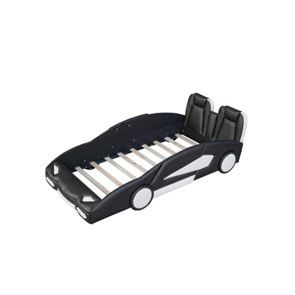 Race Car Shaped Twin Platform Bed With Wheels