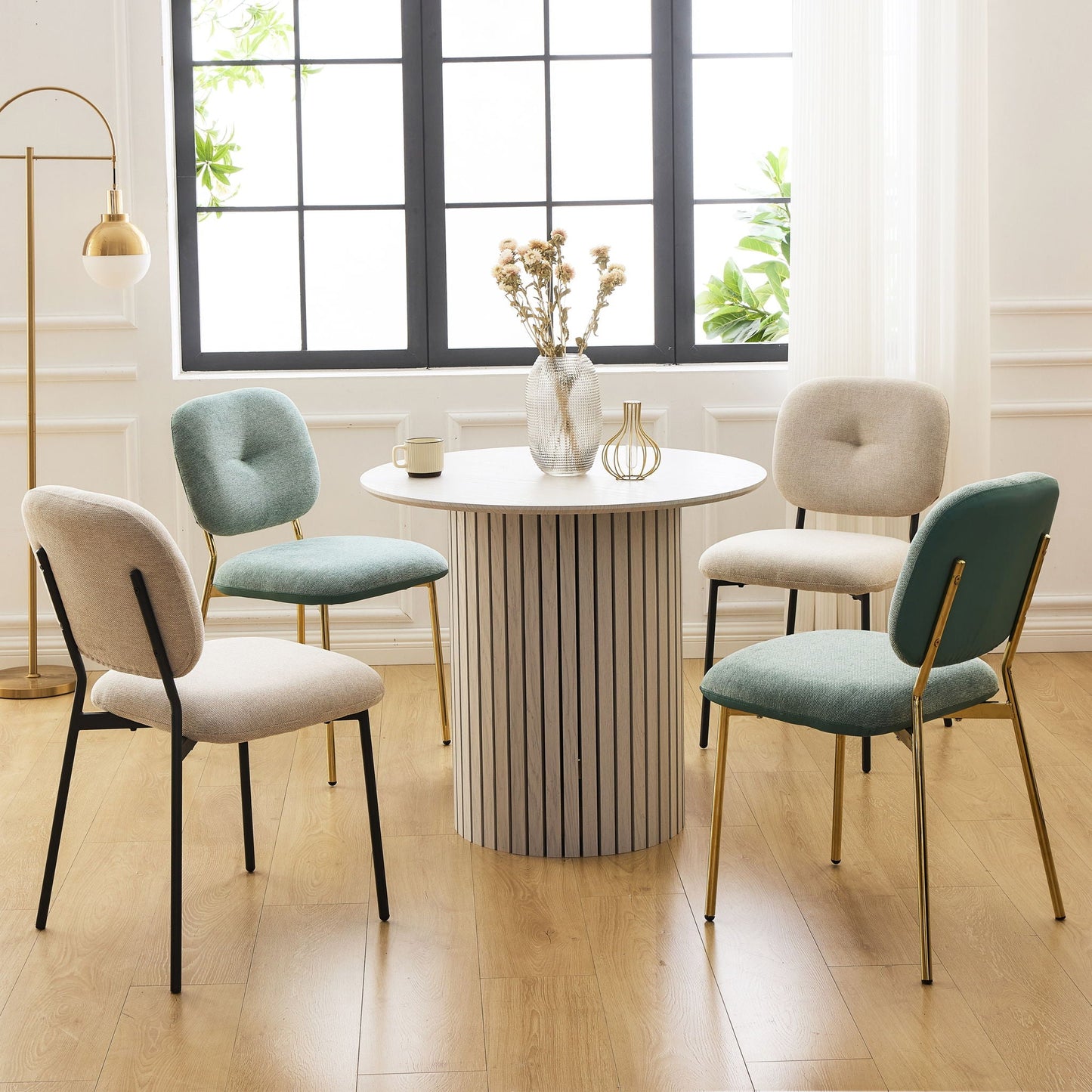 Modern 4 Person Dining Set With Bamboo