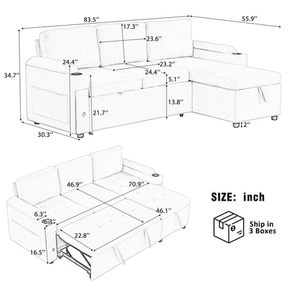Convertible L Shaped Sofa Couch With Storage