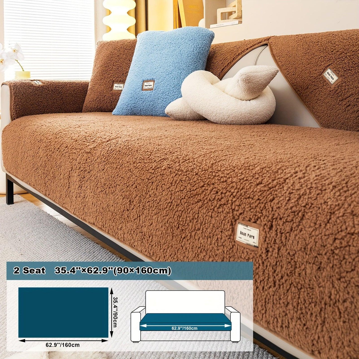 High-Quality Plush Sherpa Sofa Cover