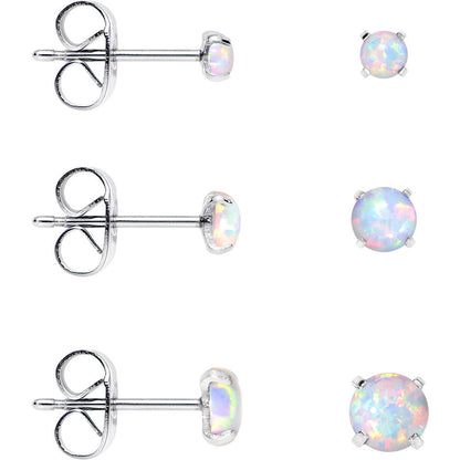 Opal Stainless Steel Post Stud Earring  Set of 3