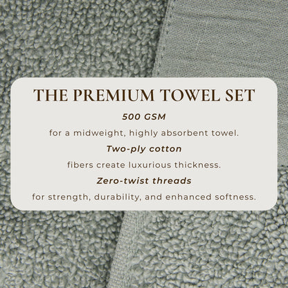 Cotton Linen-Like Border 6-Piece Towel Set