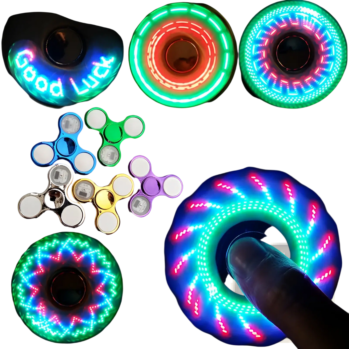 Led Fidget Spinner Glow in Dark Metallic Hand Toy