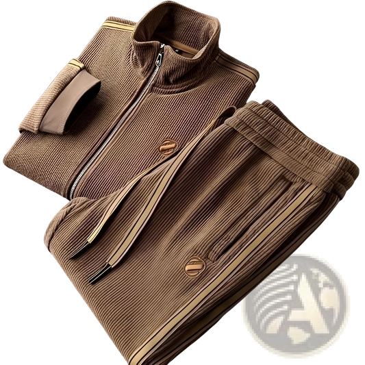 Men Corduroy Striped Tracksuit Set