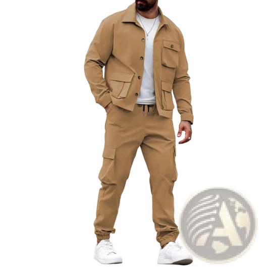 Men Vintage Cargo Jacket Multi Pocket Suit