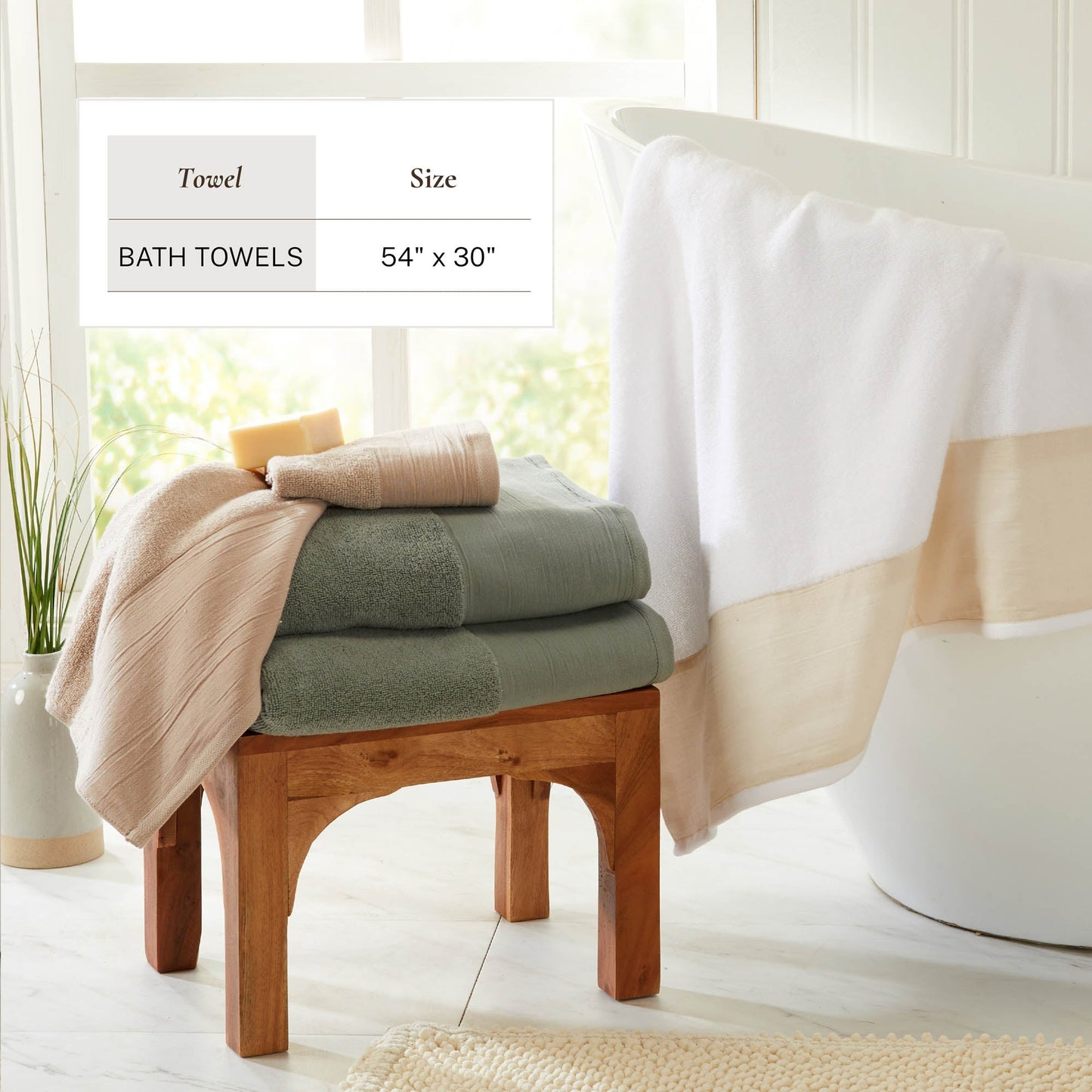 Cotton Linen-Like Border 6-Piece Towel Set