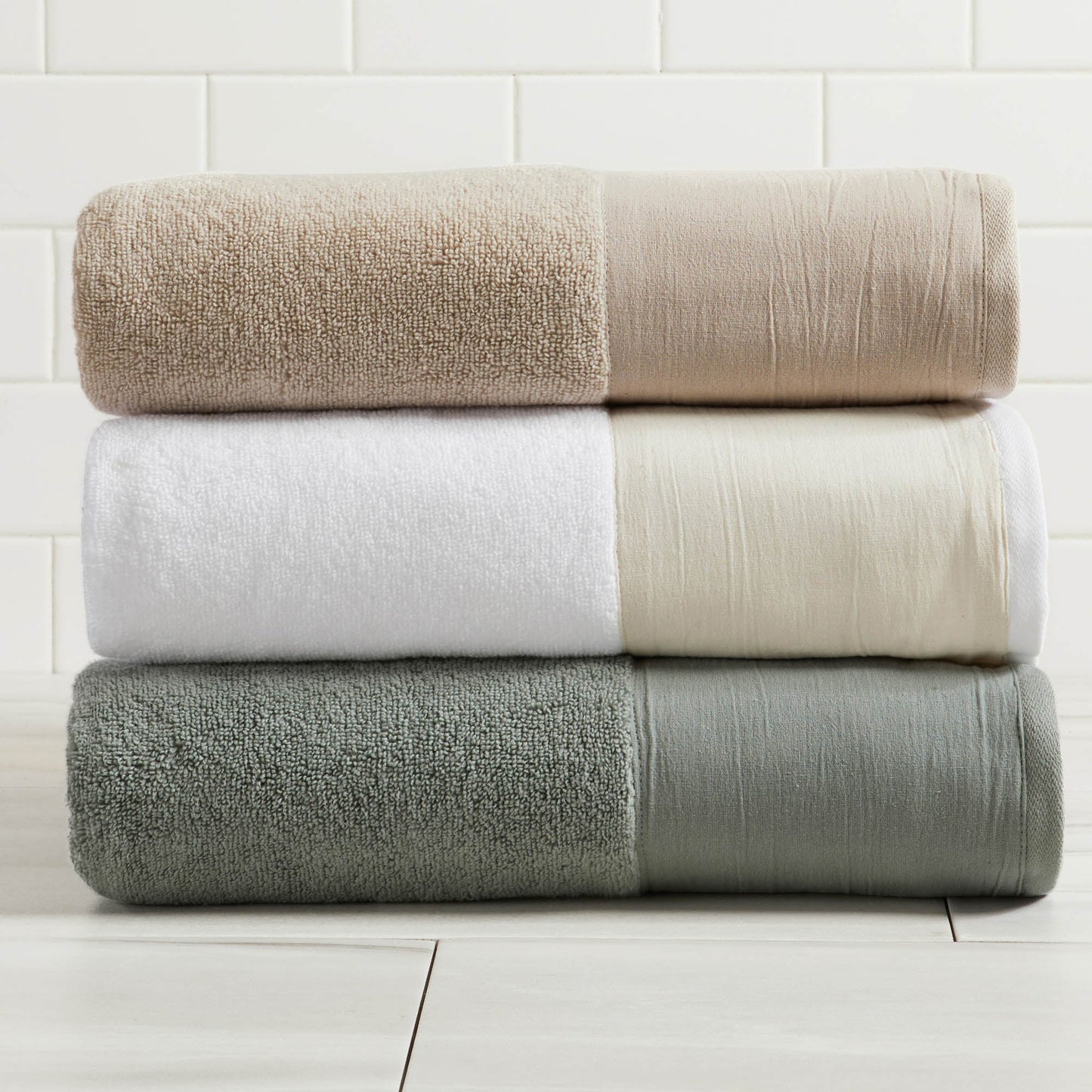 Cotton Linen-Like Border 6-Piece Towel Set