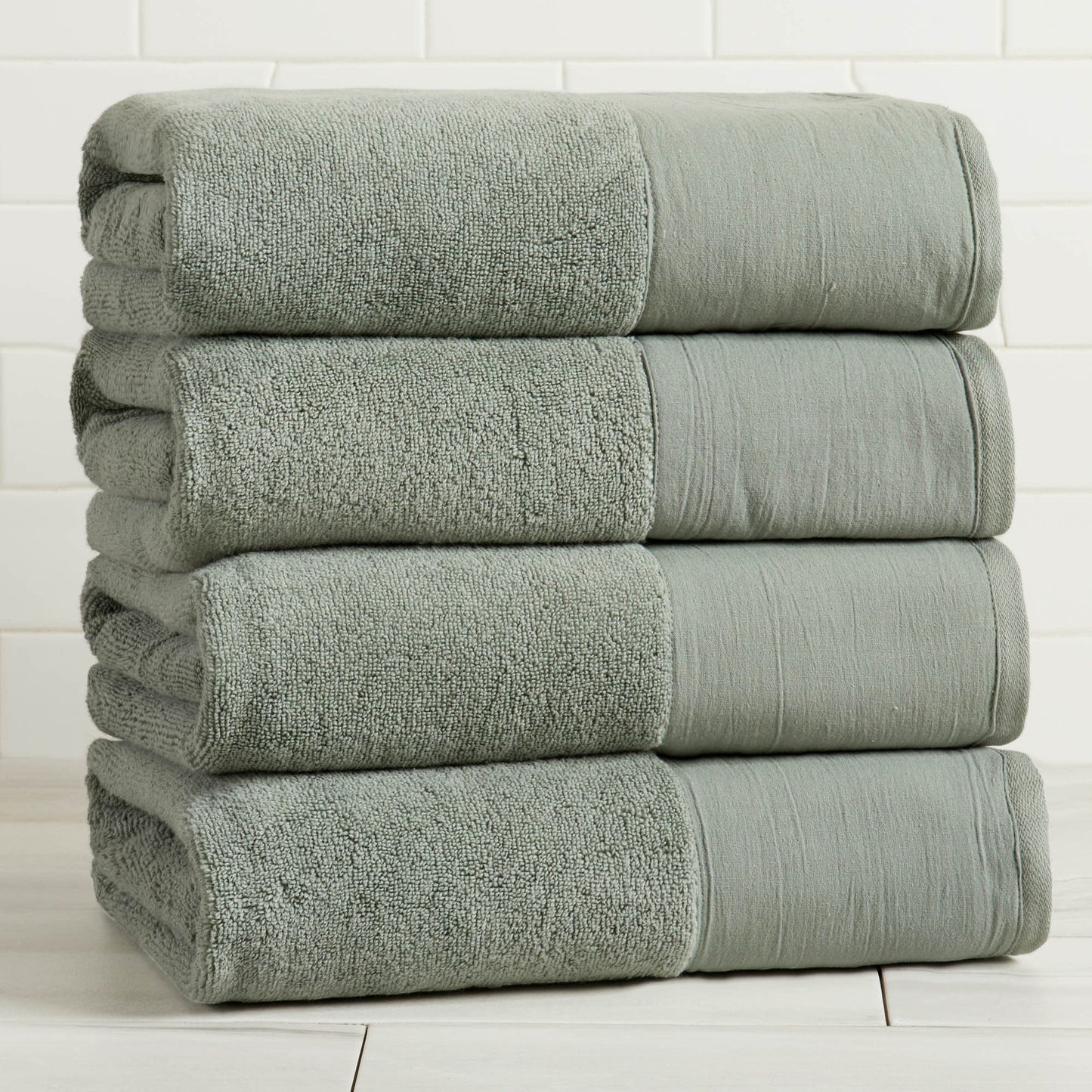 Cotton Linen-Like Border 6-Piece Towel Set
