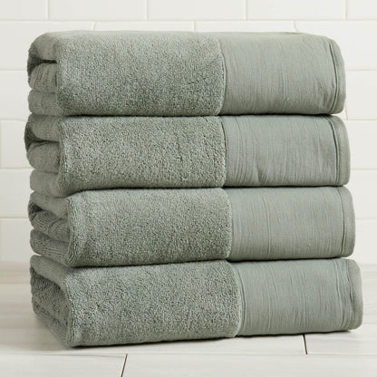 Cotton Linen-Like Border 6-Piece Towel Set