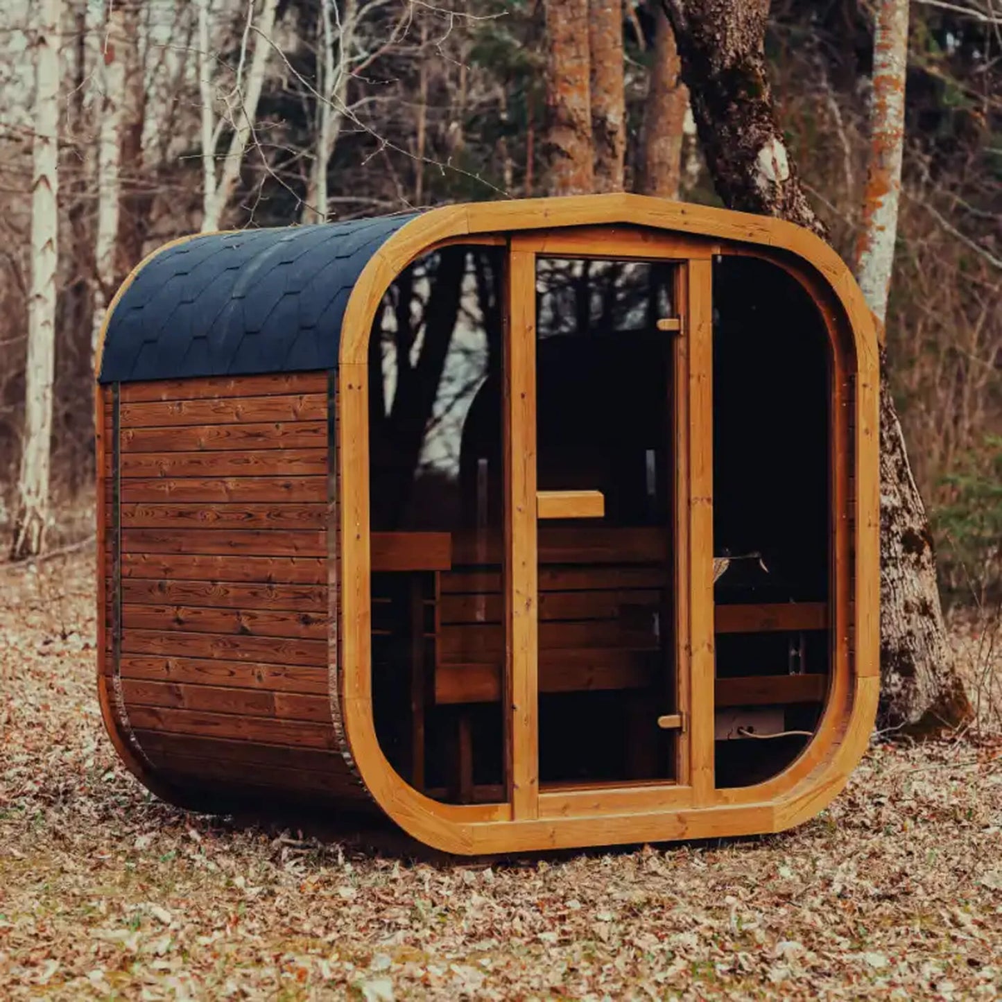 Premium 4-Person Outdoor Scandinavian ThermoWood Cube Sauna Kit