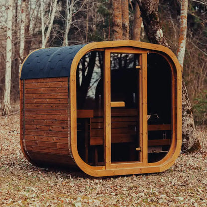 Premium 4-Person Outdoor Scandinavian ThermoWood Cube Sauna Kit