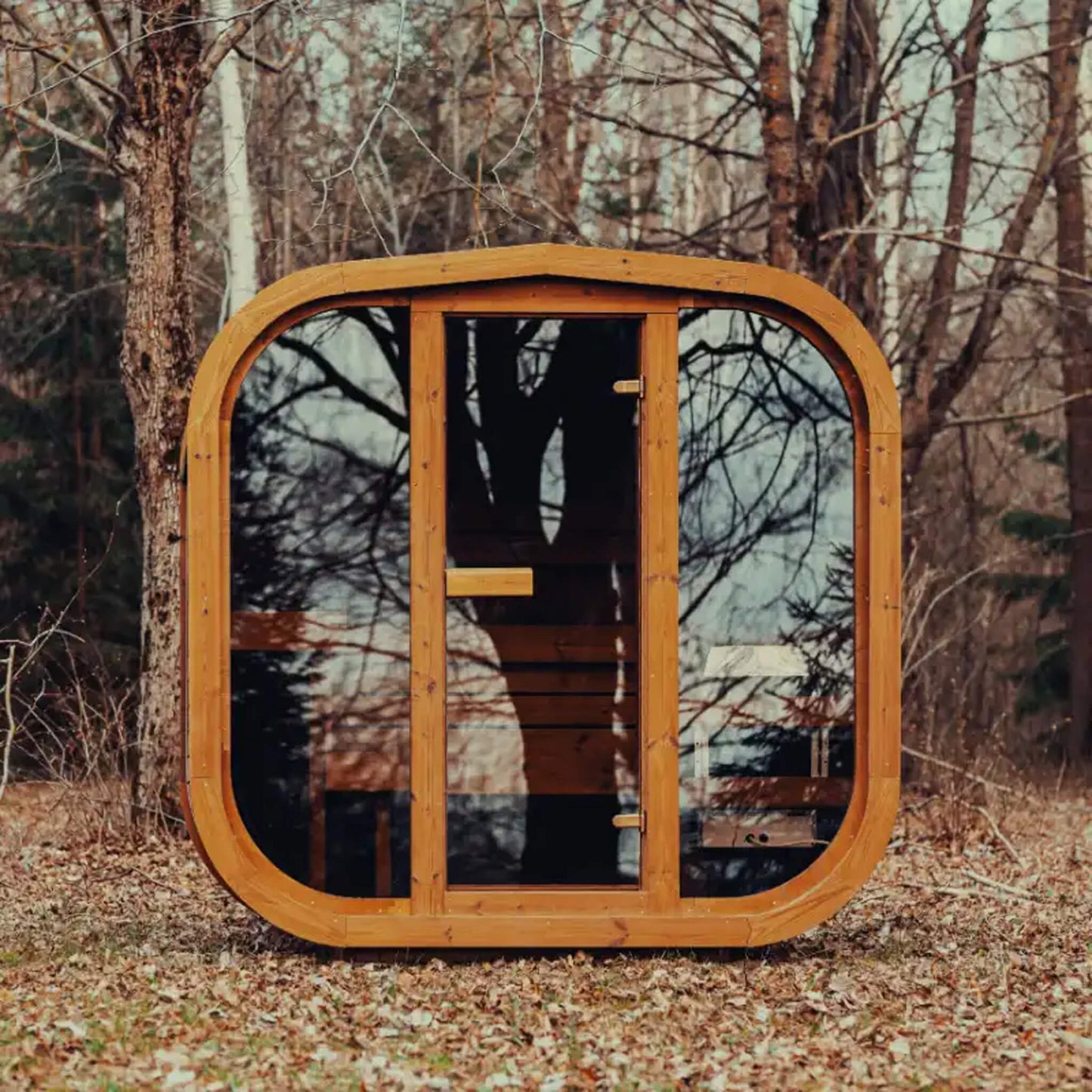 Premium 4-Person Outdoor Scandinavian ThermoWood Cube Sauna Kit