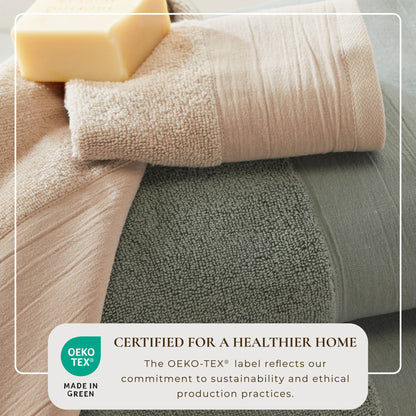 Cotton Linen-Like Border 6-Piece Towel Set