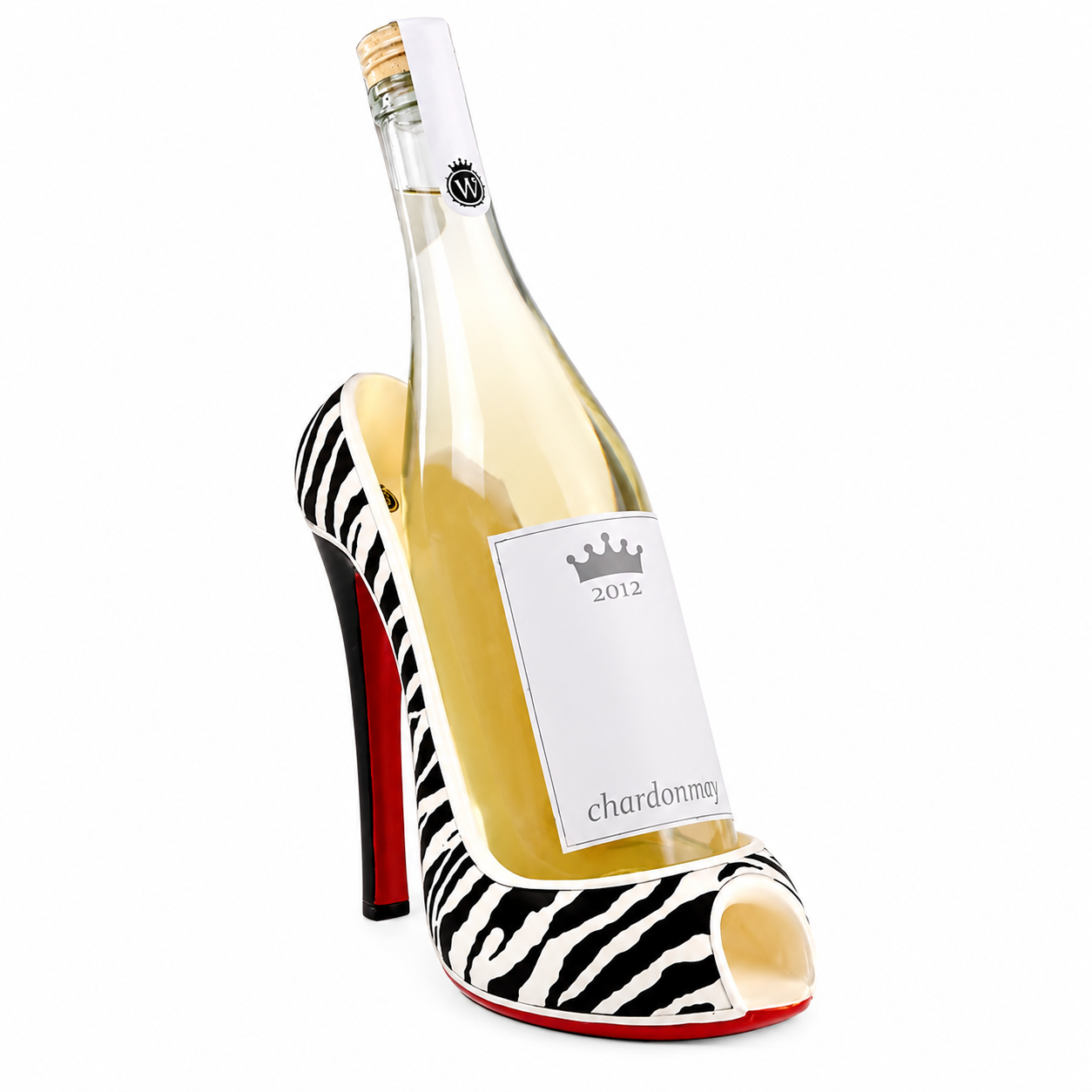 High Heel Zebra Print Wine Bottle Holder