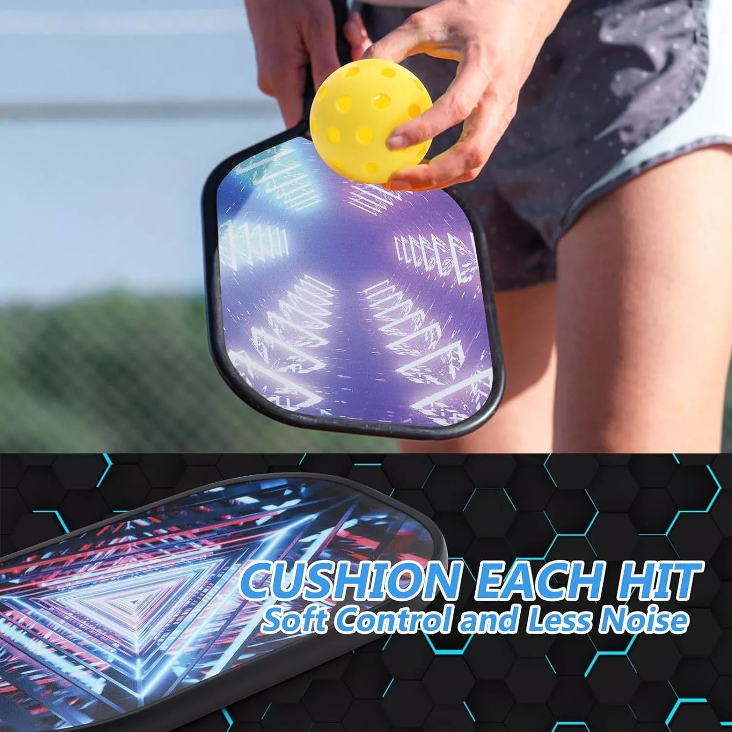 Pickleball Paddle Set with 2 Paddles, 4 Balls