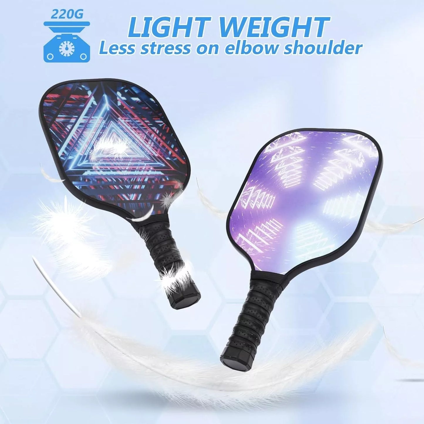 Pickleball Paddle Set with 2 Paddles, 4 Balls