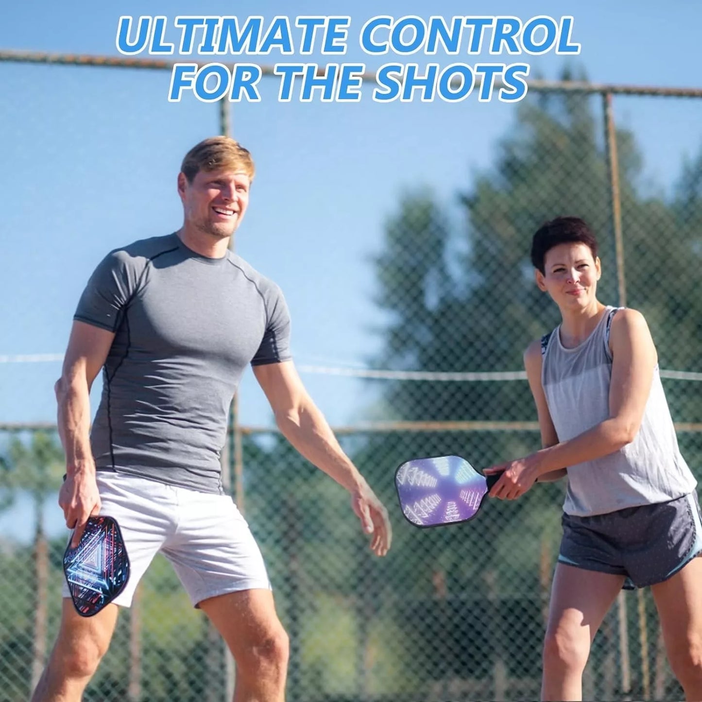 Pickleball Paddle Set with 2 Paddles, 4 Balls
