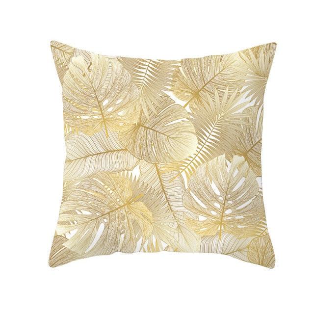 Tropical Leaf Flower Green Yellow Pillowcase Decorative