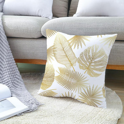 Tropical Leaf Flower Green Yellow Pillowcase Decorative