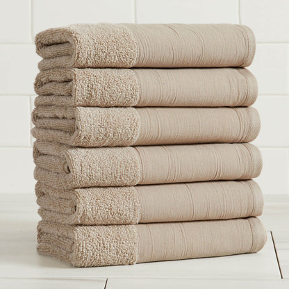Cotton Linen-Like Border 6-Piece Towel Set