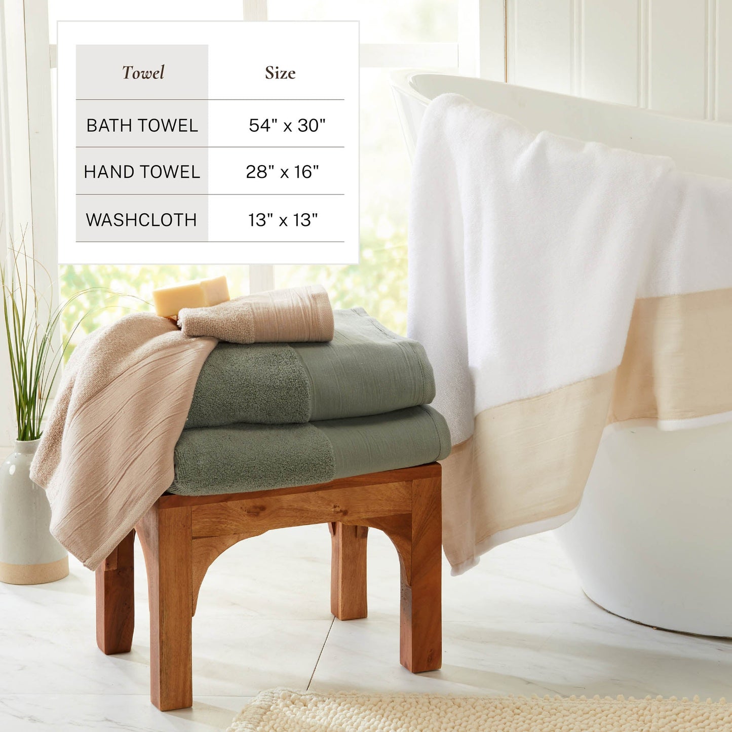 Cotton Linen-Like Border 6-Piece Towel Set