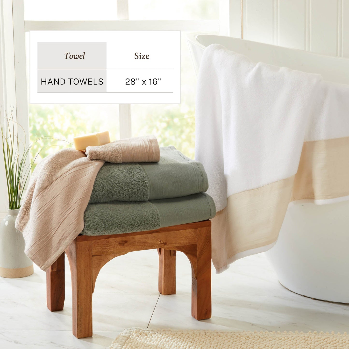 Cotton Linen-Like Border 6-Piece Towel Set
